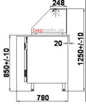 Verkaufstheke Gastroline 2500x800x1250 mm, 2 - 8 °C, LED-Beleuchtung