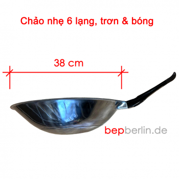 Wokpfanne-Alu Trơn & Bóng Ø 38 cm für Gasherd , ca. 11 cm Tief, Poliert