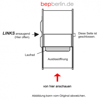 Radialventilator 662 m³/h, einseitig ansaugend links