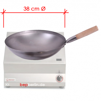 Ø 38 cm-Chảo Sâu Lòng Dùng cho bếp Gas và bếp điện từ-Wokpfanne Stahl für Induktion , ca. 13 cm Tief