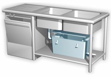 Kompakter Fettabscheider 900 x 540 x 629 mm, 132 Liter