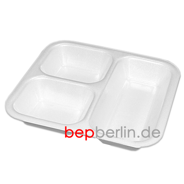 200 Siegelschalen #603 aus weißem EPS dreigeteilt 900ml 262 x 247 x 40mm