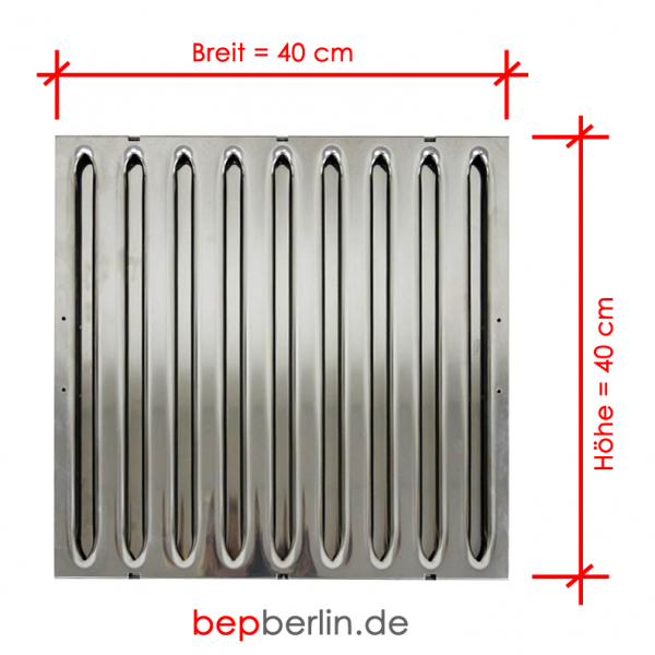 Edelstahlfilter Typ B, 40 x 40 x 2 cm, 400 m³/h