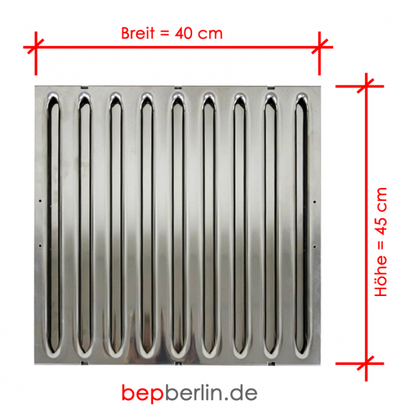 Edelstahlfilter Typ B, 40 x 45 x 2 cm, 420 m³/h