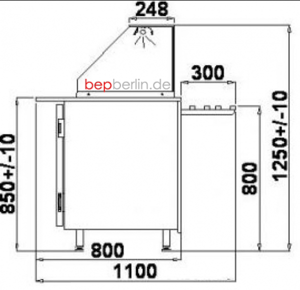 Verkaufstheke Gastroline  990 x 800 x 1250 (±10) mm, 2 - 8 °C, LED-Beleuchtung