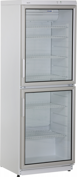 Kühlschrank mit geteilter Glastür 600 x 600 x 1730 mm, 2°C / +12°C