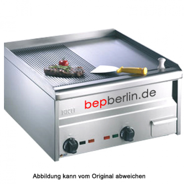 EKU Elektro Grillplatte 600 x 600 x 300 mm , 7,15 kW, 400 V, 1/2 gerillt / 1/2 glatt