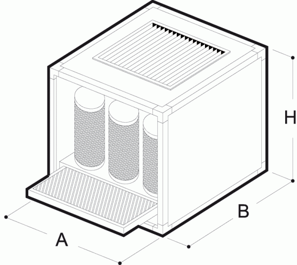 Einwandig-Aktivkohlepatronen-Modul ohne Motor 1400 m3/h