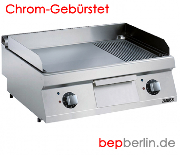 Elektro Bratplatte 800 x 700 x 250 mm, 8,4 kW, Chrom-1/3 gerillt, 2/3 glatt, EBP7 / 1 / 3GE2HT