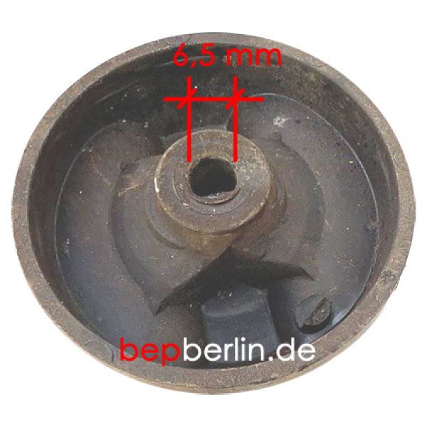 Knebel Gashahn PEL22/23 ø 70mm Knebel Gashahn PEL21 ø 70mm Achse ø 8x6,5mm Abflachung oben schwarz