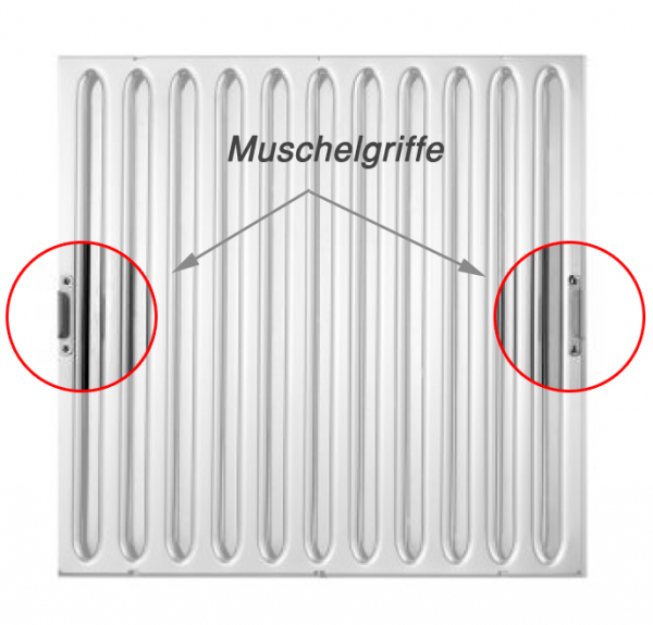 Edelstahl-Muschelgriffe für Flammenschutzfilter 2 Stück.