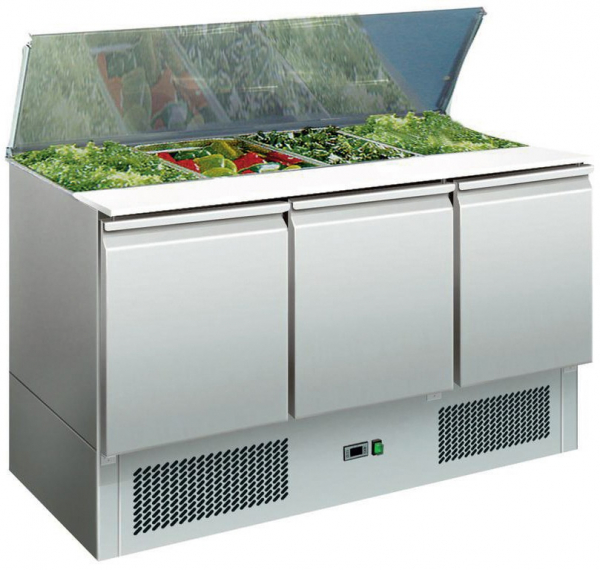 Saladette 1367 x 705 x 872 mm - mit 3 Türen, Umluftkühlung