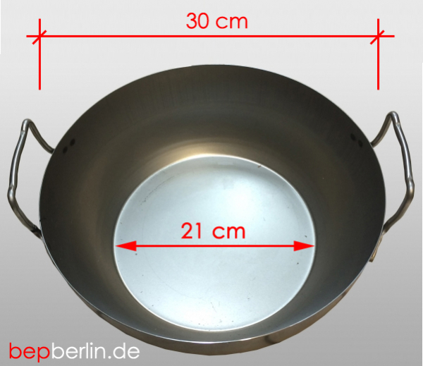 Wokpfanne Ø 30 cm Flachboden für Induktion mit Griffe